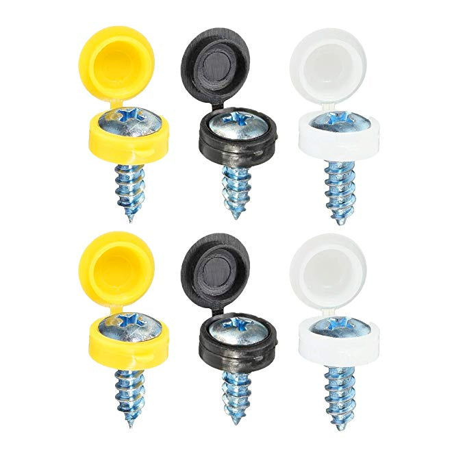 Self-Tapping Number Plate Screws (3/4”) inc Caps